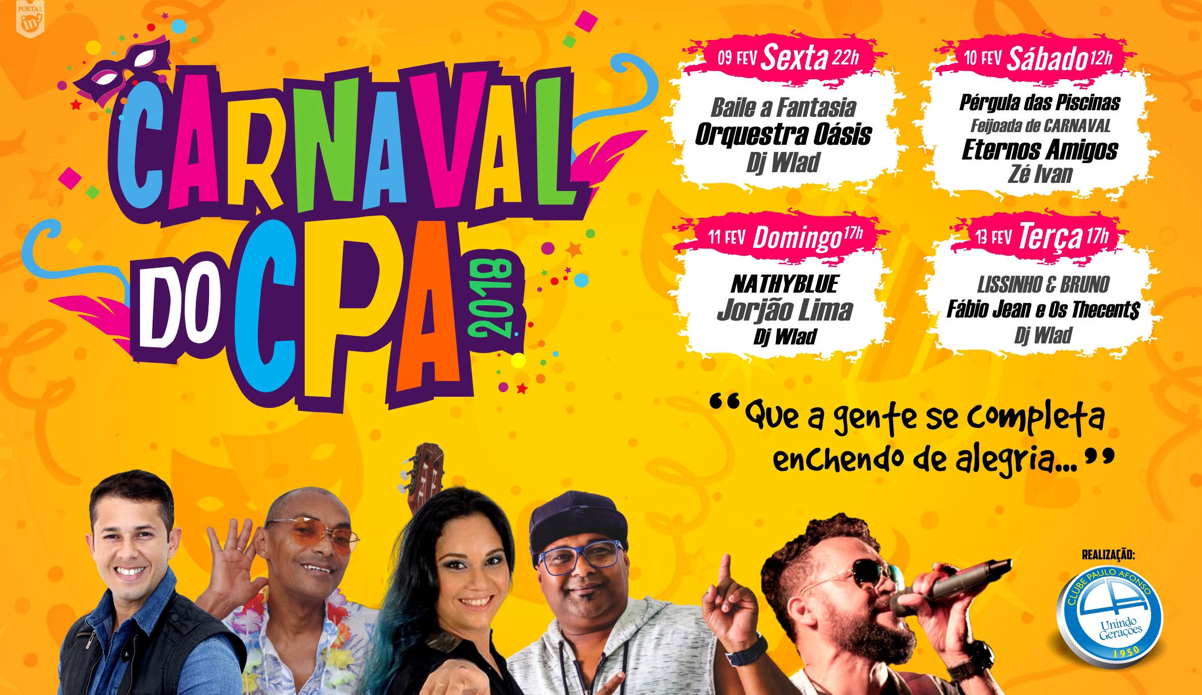 Tá chegando a hora! Prepare sua fantasia e venha curtir 4 dias de folia no CPA