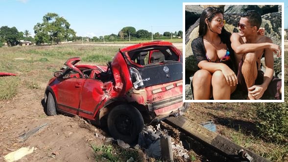 Casal de namorados morre após bater carro em dois postes quando voltava de festa na BA