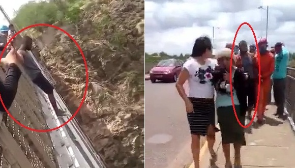 Rapaz que tentou se jogar da ponte é universitário e está com depressão, diz popular que fez o resgate (Vídeos)