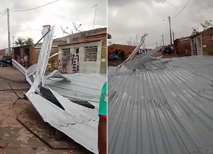 Glória (BA): Telhado de zinco de padaria ‘voa’ e assusta moradores da Quixaba; veja vídeo