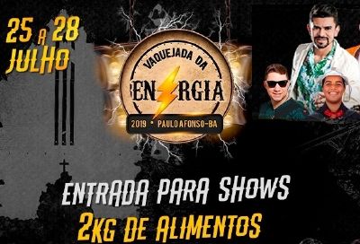 Ingressos para os shows da Vaquejada da Energia em Paulo Afonso poderão ser trocados por 2kg de alimentos