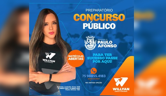 CURSO WILLYAN: Prepare-se para o Concurso da Prefeitura de Paulo Afonso! (MATRÍCULAS ABERTAS)