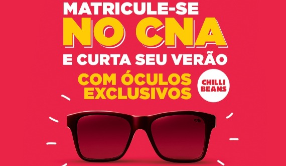 Matricule-se no CNA Paulo Afonso e ganhe um óculos de sol exclusivo Chilli Beans