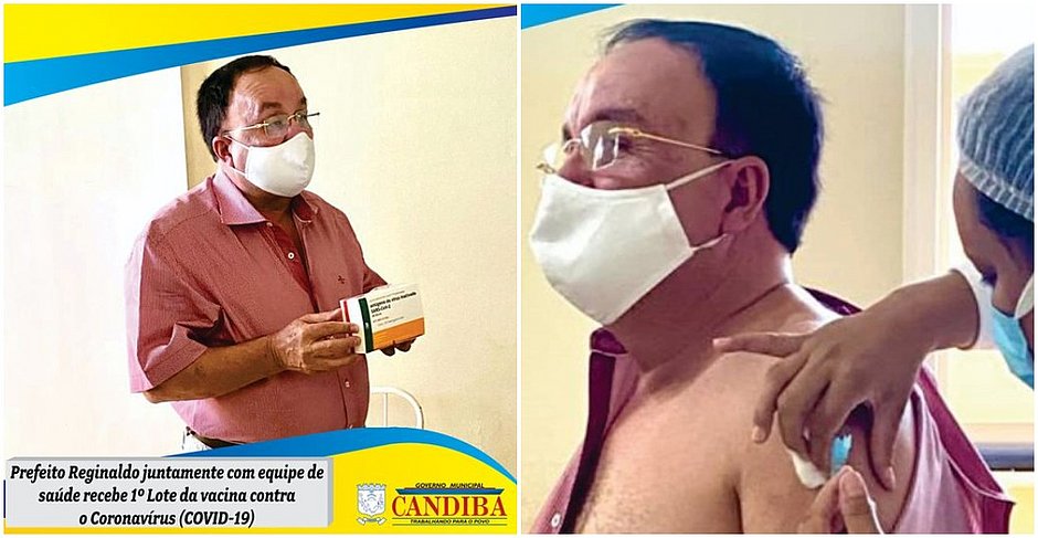 Prefeito baiano fura fila, toma vacina contra covid-19, e justifica: “para encorajar as pessoas”