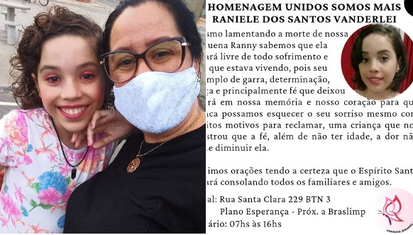“Está livre de todo sofrimento e dor”, diz Ong Unidos Somos Mais após morte da menina Ranny