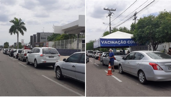 Centenas de veículos formam fila e idosos a partir de 80 anos começam a ser vacinados em Paulo Afonso