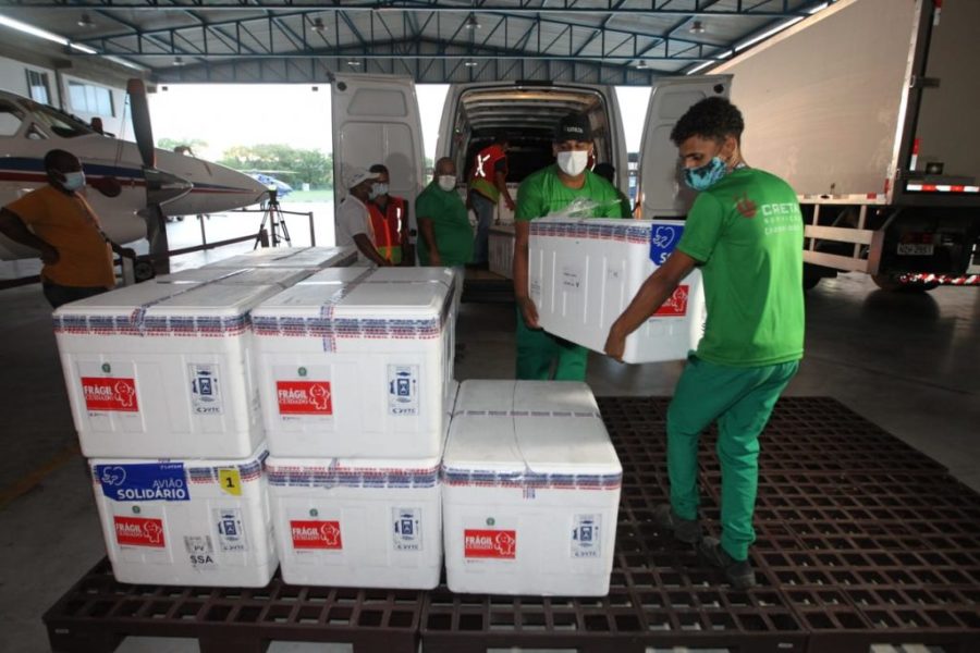 Bahia recebe mais 222.500 doses de vacinas contra a Covid-19