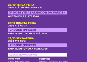 Semana de vacinação com 2ª e 3ª doses contra covid-19 em Paulo Afonso; veja