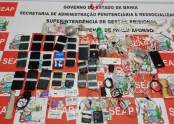 Ação no presídio regional de Paulo Afonso apreende 21 celulares e diversos produtos eletrônicos