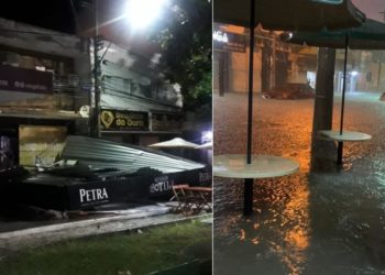 Chuva e ventania causam alagamentos, arrastam carros e provocam estragos em Paulo Afonso (VÍDEOS E FOTOS)