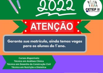 CETEP Itaparica II Wilson Pereira: ÚLTIMAS VAGAS para matrícula nos Cursos Técnicos