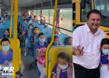 Ônibus escolares passam a atender crianças do condomínio Josefino Teixeira com articulação do vereador Valmir Rocha