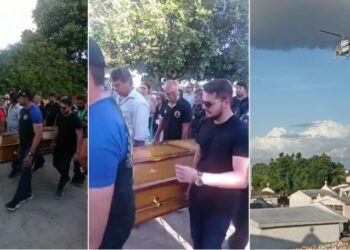 Emoção e homenagem marcam enterro do comandante Coimbra morto em acidente de helicóptero