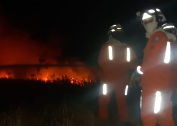 Incêndio em vegetação aquática nas “duas águas” é combatido pelo 15º GBM de Paulo Afonso-BA