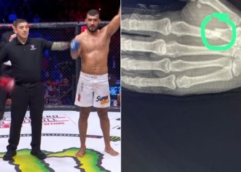 Pauloafonsino Gugu Azevedo supera mão quebrada no 2º round e sai com vitória no Bellator 296