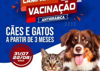 Glória realizará campanha de vacinação antirrábica em cães e gatos de 31/7 a 22/8