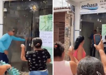 Revolta: moradores atiram ovos na sede da Embasa devido à falta de água no interior da BA