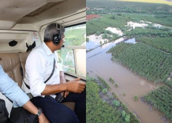 Chuva em Canudos e Jeremoabo deixa uma pessoa morta, outra desaparecida e 500 desabrigadas; governador da Bahia sobrevoa região atingida