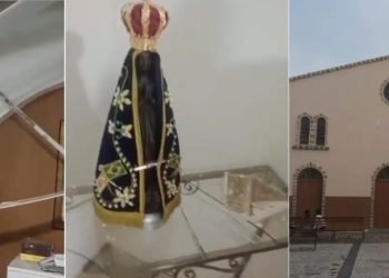 Igreja Sagrada Família do BTN 2 é arrombada, mas vigilante impede roubo e criminoso é preso (VÍDEOS)