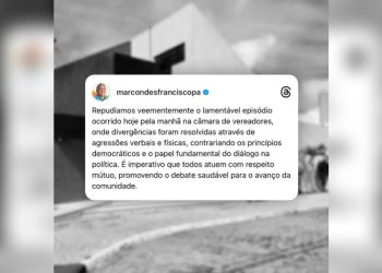 Em nota, prefeito Marcondes repudia episódio de violência ocorrido na Câmara de Vereadores