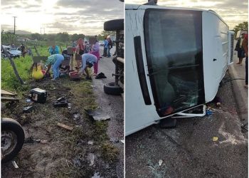 Van e Gol que voltavam do Festival de Inverno de Água Branca-AL se envolvem em acidente e dois morrem na BR-423
