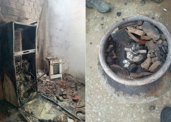 Vazamento de gás provoca incêndio em residência no BTN III em Paulo Afonso; populares contêm as chamas